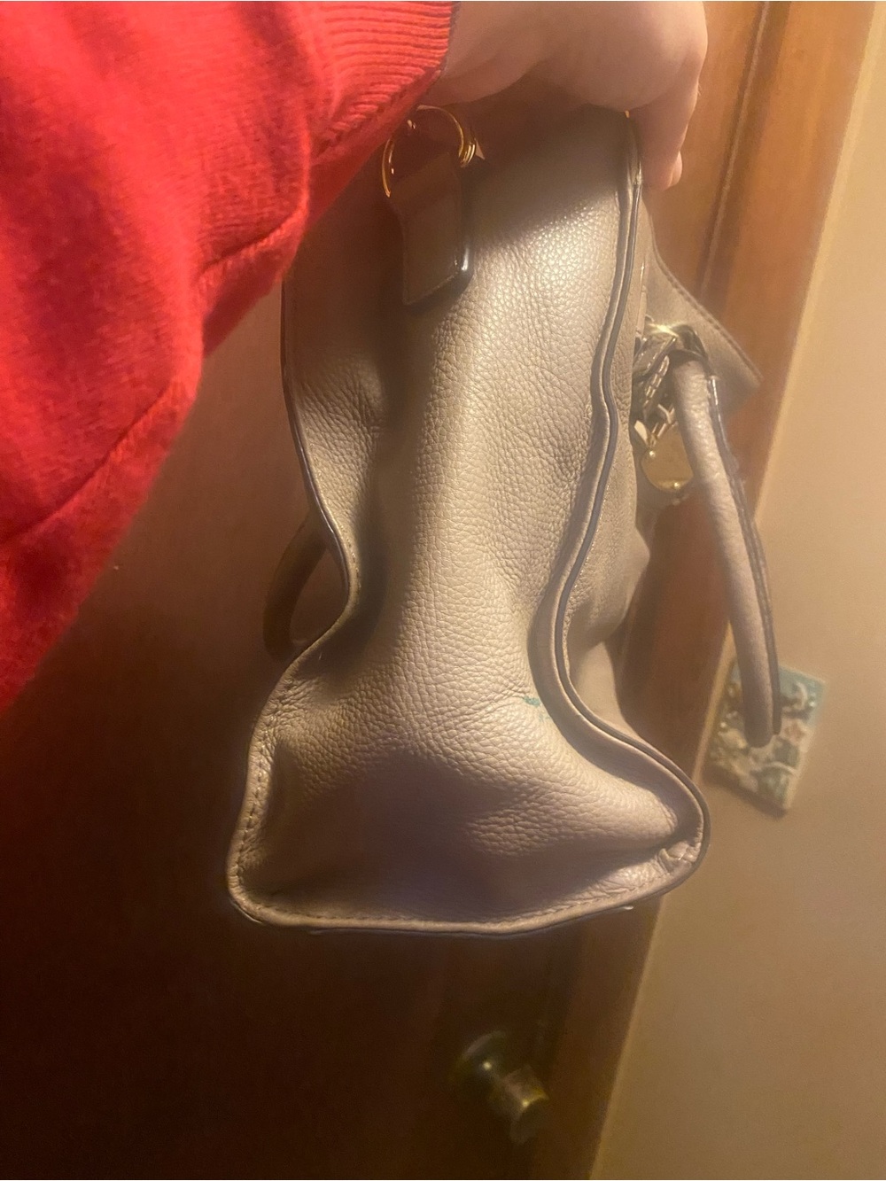 Michael Kors Pebbled Leather Hamilton east west satchel in Taupe - Picture 4 of 4